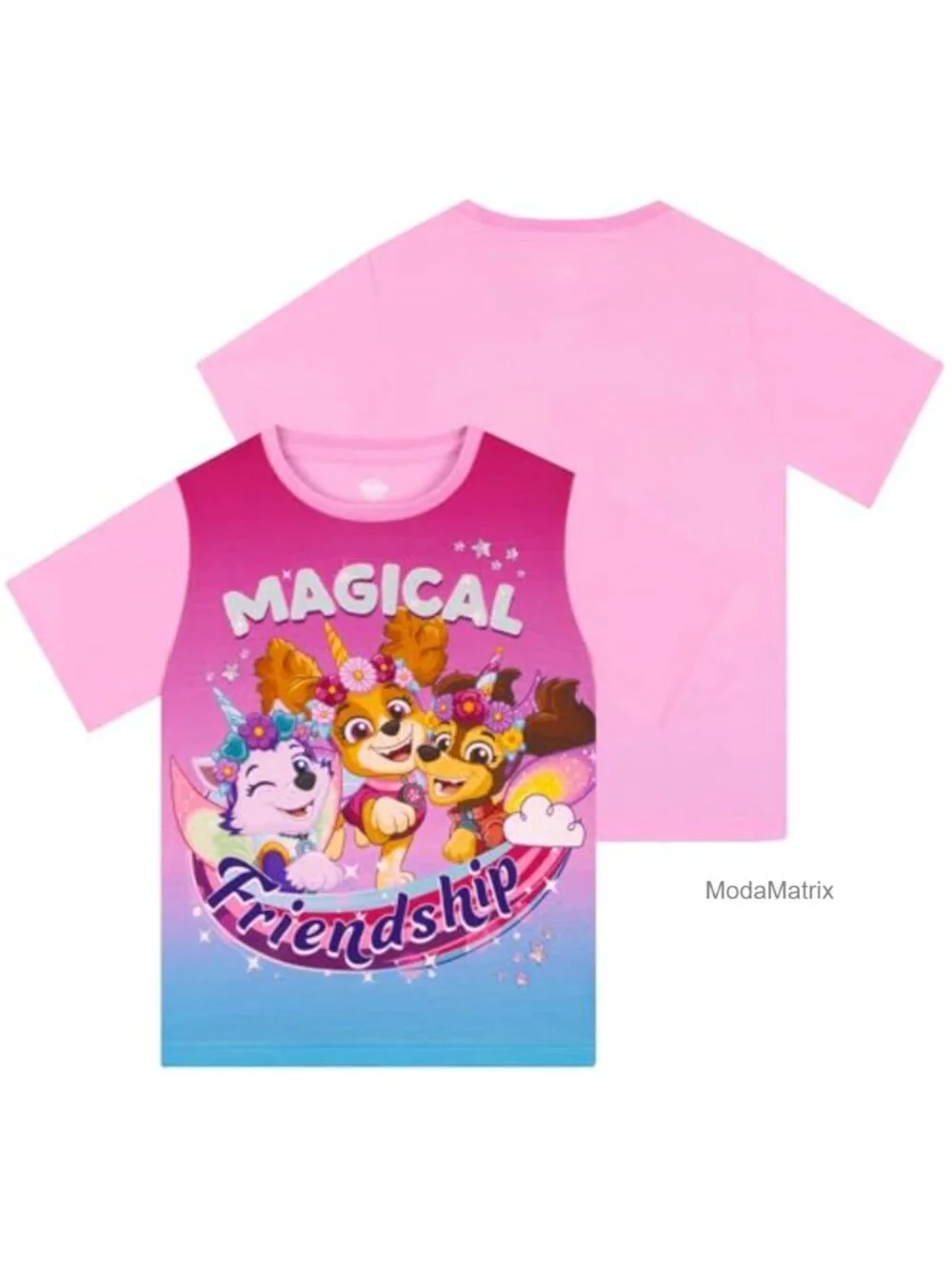 Girls Short Sleeve Pajama Set with Unicorn PAW Patrol Design